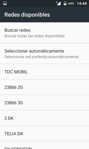 Seleccione un operador de red de la lista