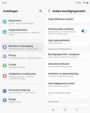 Selecteer Vergr SIM-kaart instellen