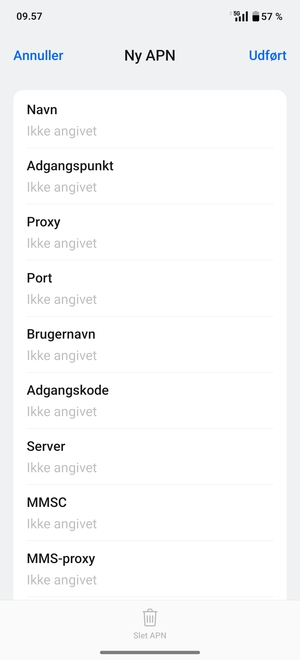 Indtast internet-oplysninger