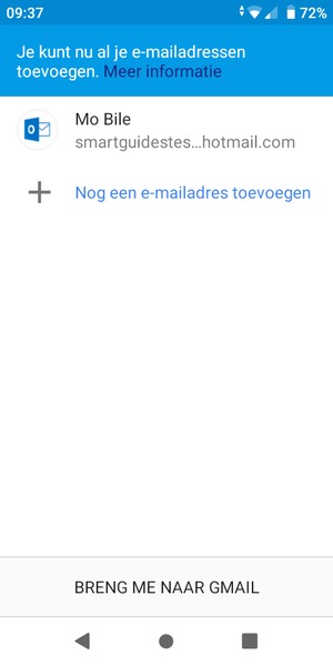 Selecteer BRENG ME NAAR GMAIL