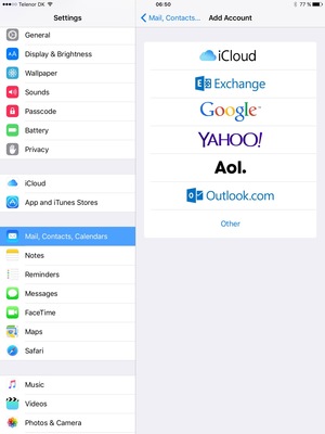 Select Google for Gmail or Outlook.com for Hotmail