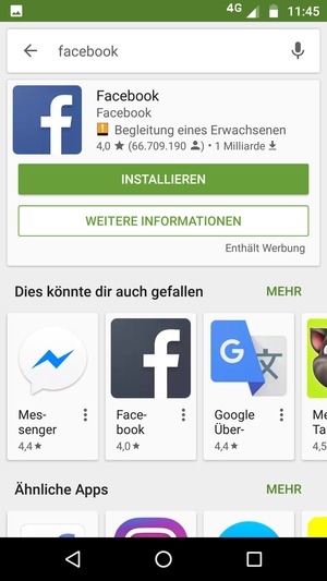 Wählen Sie die App