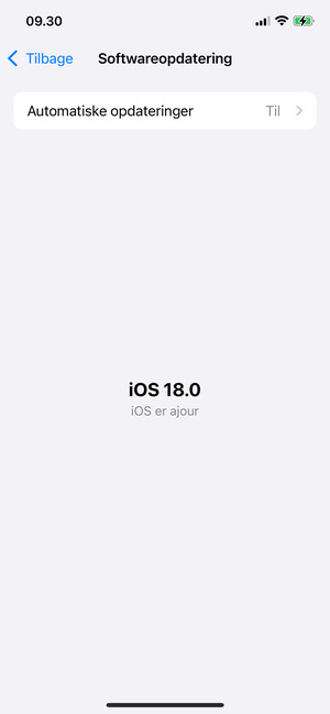 Hvis din iPhone er opdateret, vil du se følgende skærmbillede