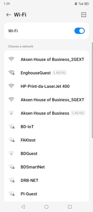 Select the wireless network you want to connect to