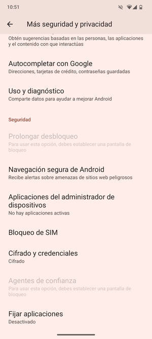 Desplácese y seleccione Bloqueo de SIM