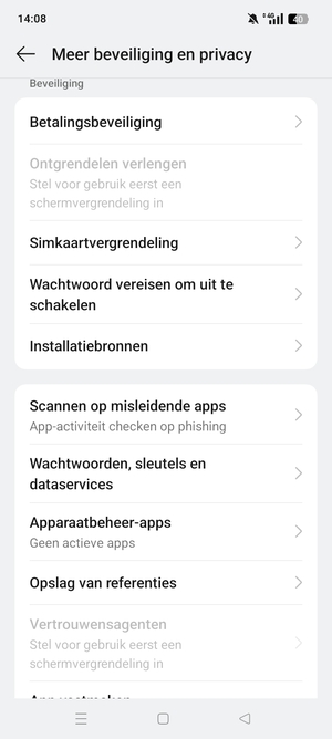Scroll naar en selecteer Simkartvergrendeling