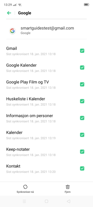 Velg Synkroniser nå