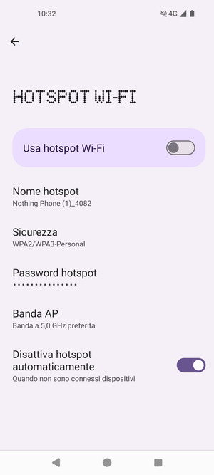 Seleziona Password hotspot