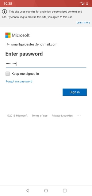 Enter your password and select Sign in