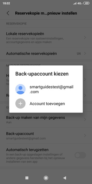 Selecteer uw back-up-account