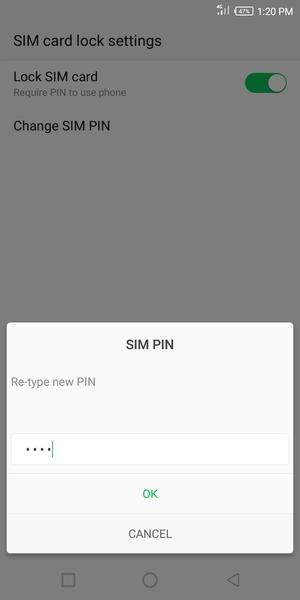 Confirm your new SIM PIN and select OK