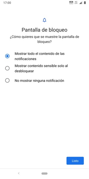 Seleccione la opción deseada y seleccione Listo