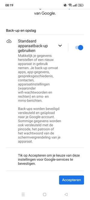 Selecteer Accepteren