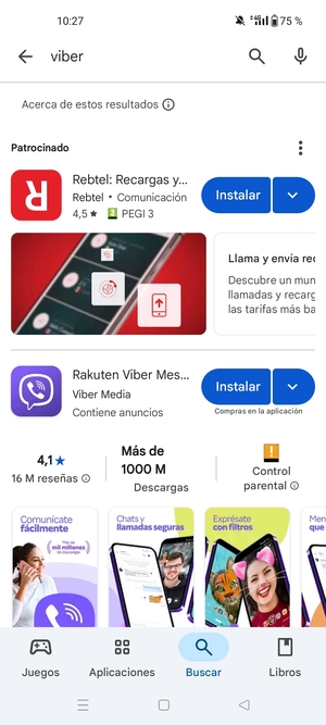Seleccione la aplicación