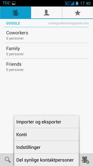 Vælg Importer og eksporter