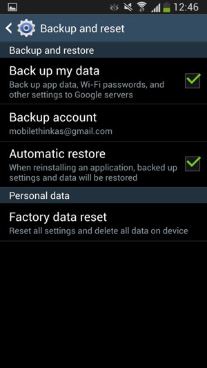Select Backup account