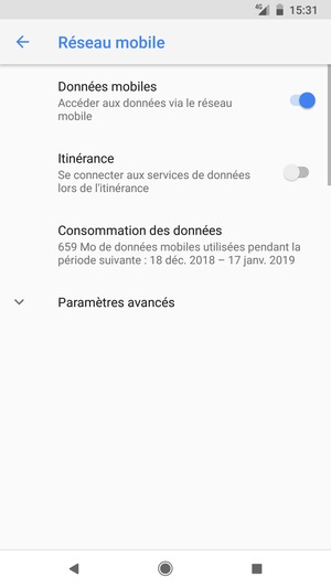 Sélectionnez Paramètres avancés