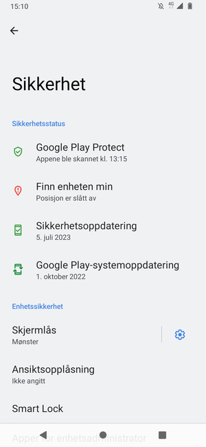 Telefonen din er nå sikret med en skjermlås