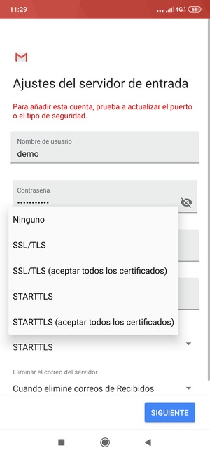 Seleccione Ninguno y luego seleccione SIGUIENTE