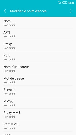 Saisissez les informations Internet