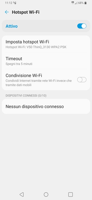 Il telefono è ora pronto per essere usato come modem