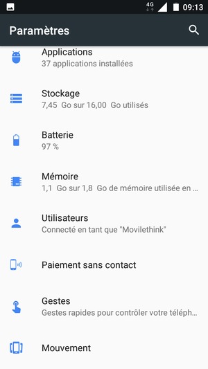 Retournez au menu Paramètres et sélectionnez Batterie