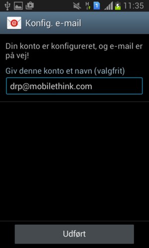 Giv din konto et navn og vælg Udført