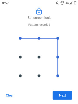 Draw an unlock pattern and select Next