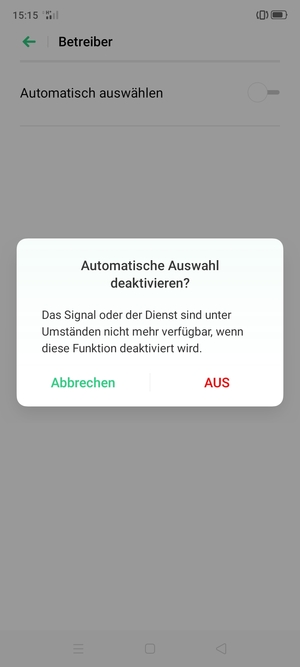 Wählen Sie AUS