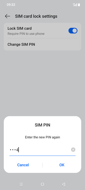 Confirm your new SIM PIN and select OK