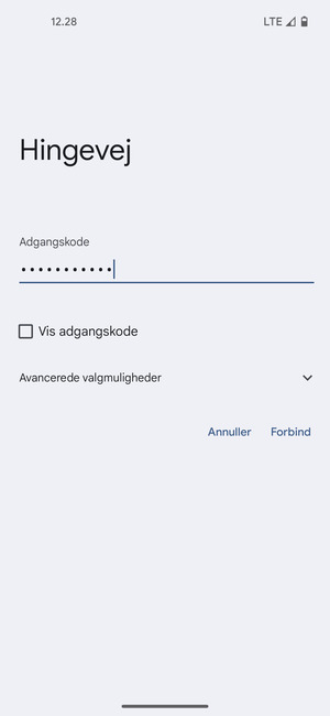 Indtast Wi-Fi adgangskoden og vælg Forbind