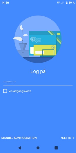 Indtast din adgangskode og vælg MANUEL KONFIGURATION