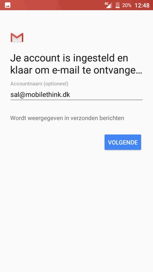 Geef uw account een naam en selecteer VOLGENDE