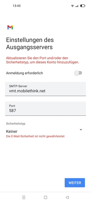 Wählen Sie WEITER