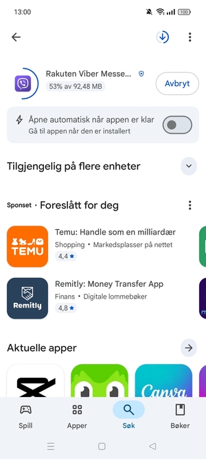 Vent til installasjonen er ferdig