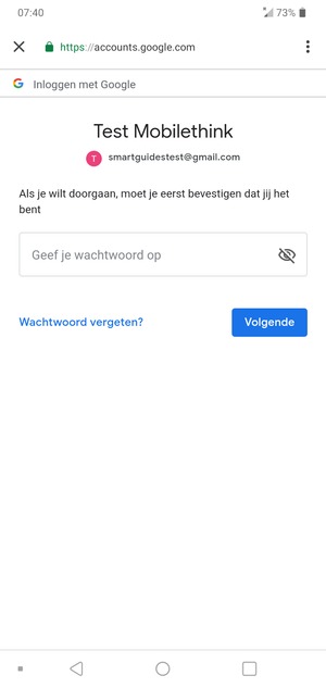 Voer uw wachtwoord in en selecteer Volgende