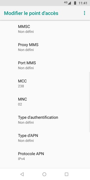 Faites défiler vers le bas et saisissez les informations MMS