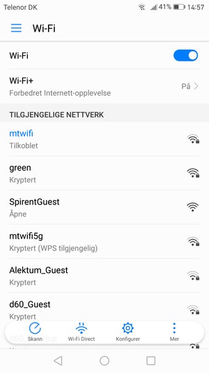 Du er nå koblet til Wi-Fi-nettverket