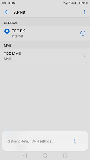 Your phone will reset to default Internet and MMS settings