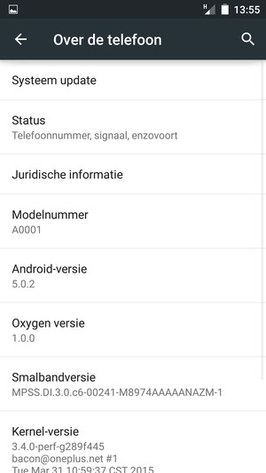 Selecteer Systeem update