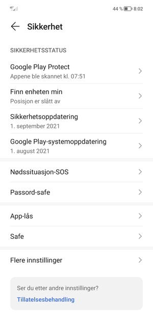 Velg Flere innstillinger