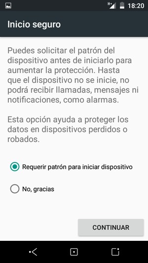 Seleccione la opción deseada y seleccione CONTINUAR