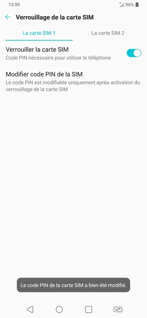 Votre code PIN de la carte SIM a été modifié