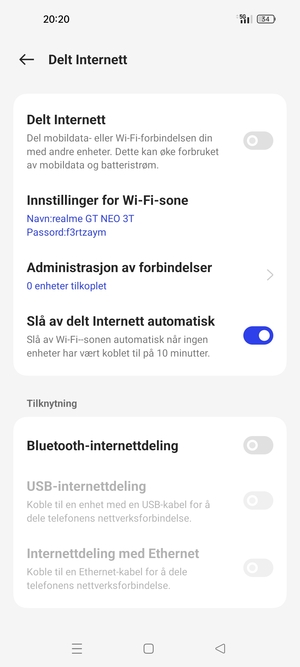 Velg Innstillinger for Wi-Fi-sone