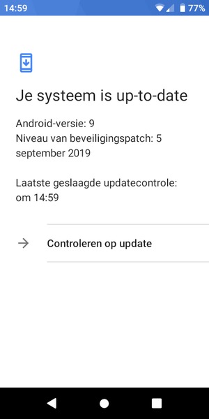 Als uw telefoon up-to-date is, zult u het volgende scherm zien
