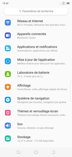 Sélectionnez Réseau et Internet