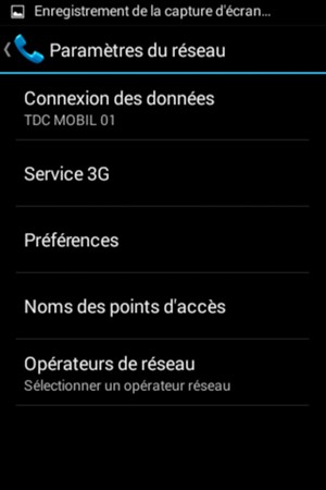 Sélectionnez Opérateurs de réseau