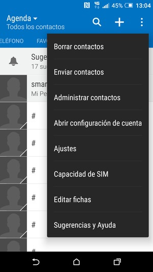 Seleccione Administrar contactos