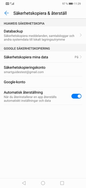 Välj Säkerhetskopieringskonto