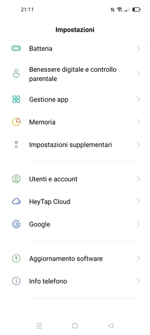 Scorri e seleziona Utenti e account